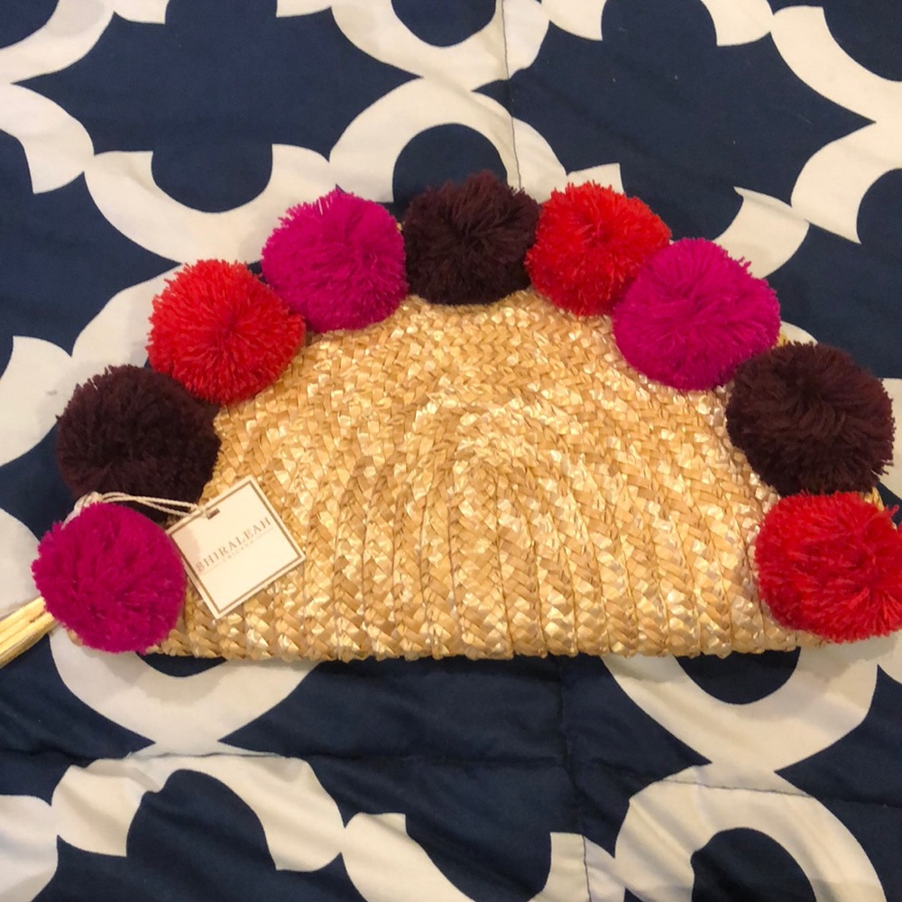 Shiraleah clutch with multi colored pom poms